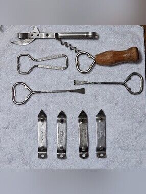 Vtg 9pc Opener Lot Anheuser-Busch Coors Red Rock Cola Bar and Paint Multi-Tools